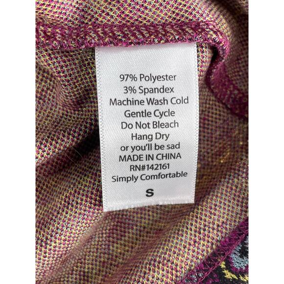 LuLaRoe Amelia Dress Womens Small Purple Floral Geometric Knee Length Pockets - Picture 6 of 7